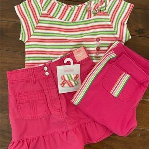 Gymboree 4p Lot 6 Skirt Pants Shirt Hair clips NWT